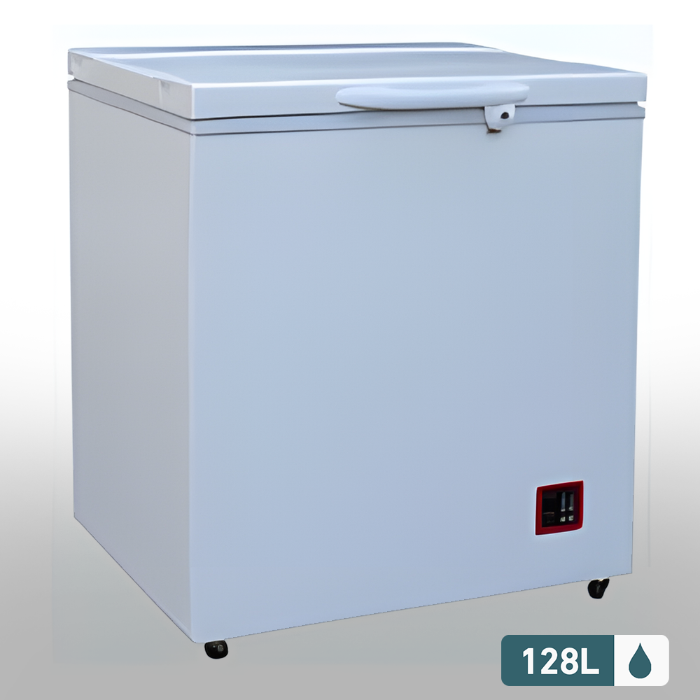 128L Chest Freezer (Closed Lid) – A 128L white chest freezer with a closed lid and a compact design for smaller storage needs.