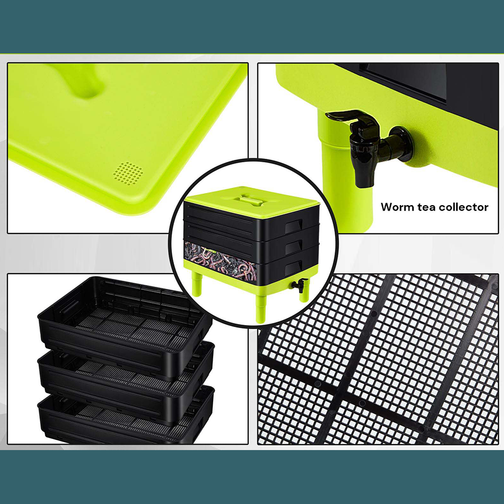 60L Large 3-Tray Worm Compost Bin