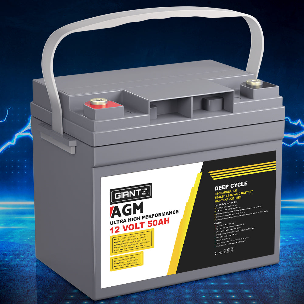 Giantz AGM Portable 12V 50Ah Rechargeable Battery