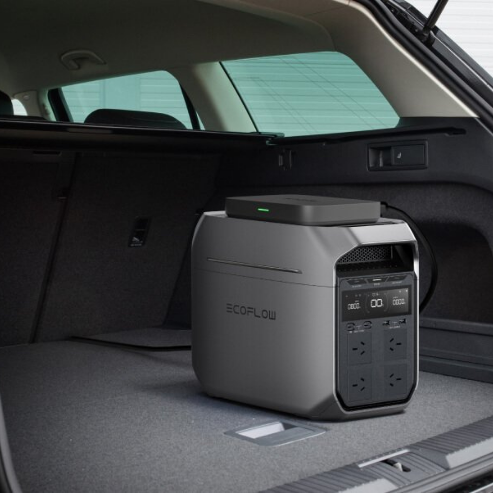 EcoFlow power station in a car trunk