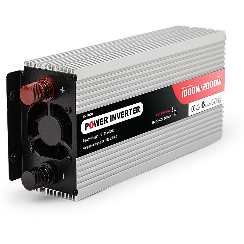 Another angled product shot of the inverter, emphasising its compact design and versatile functionality.