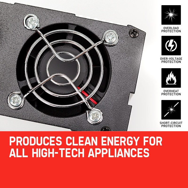 A detailed image of the cooling fan on the inverter, illustrating its efficiency in maintaining optimal performance and producing clean energy for high-tech appliances.