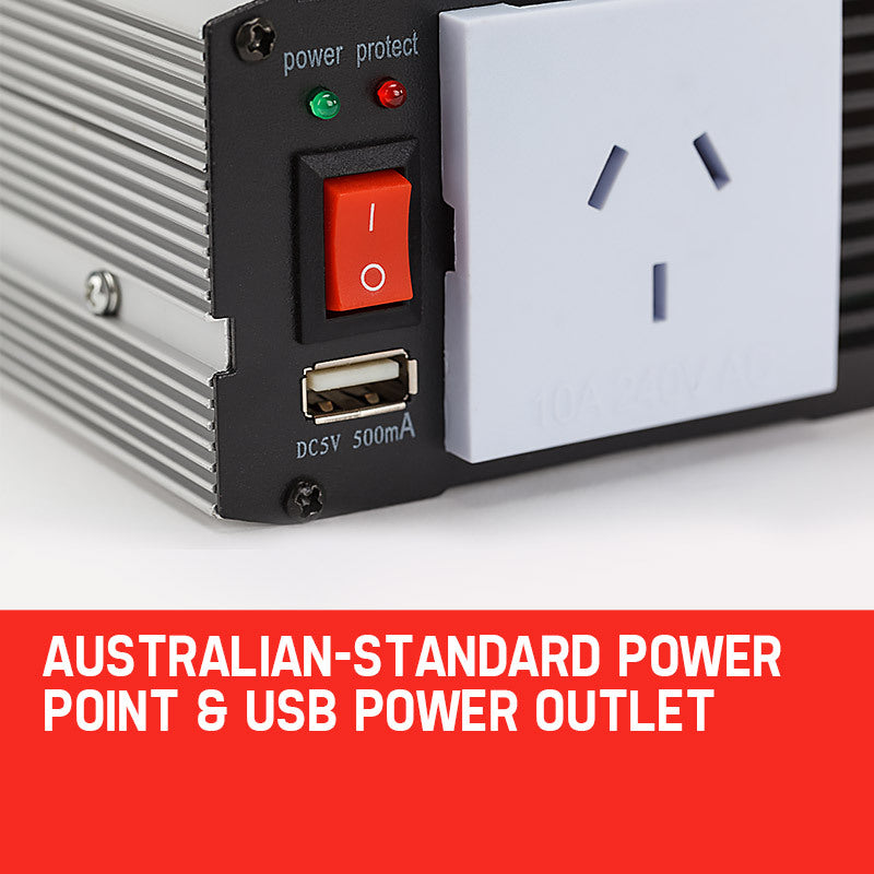 A close-up of the Australian-standard power outlet and USB port, emphasising compatibility with local plugs and charging capabilities.