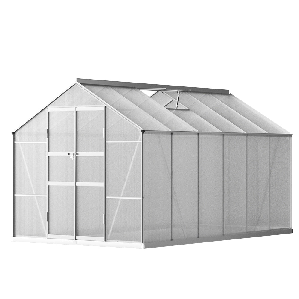 Greenfingers 3 x 2.5 x 2.26M Double Doors Aluminium Greenhouse Shed