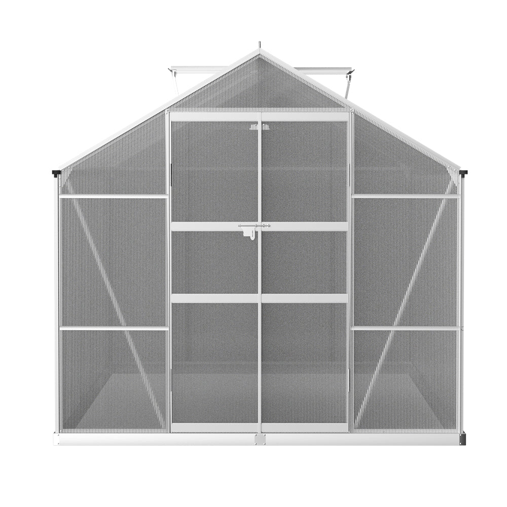 Greenfingers 3 x 2.5 x 2.26M Double Doors Aluminium Greenhouse Shed