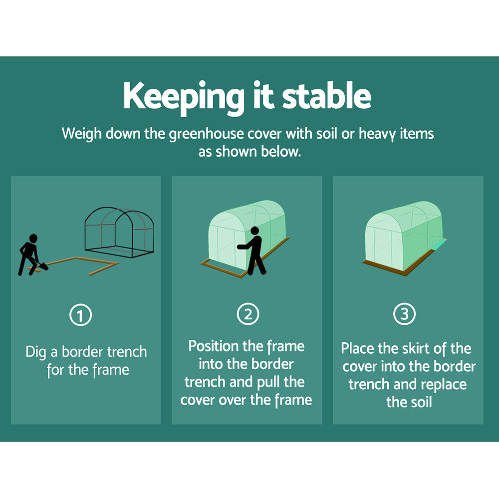 Greenfingers 6 x 3 x 2M Walk In Greenhouse Tunnel