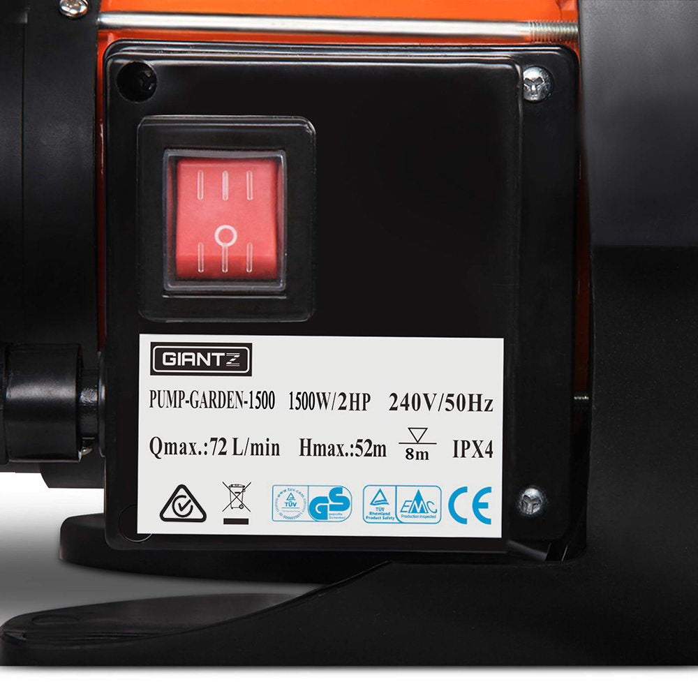 Giantz 1500W Stainless Steel High Pressure Water Pump
