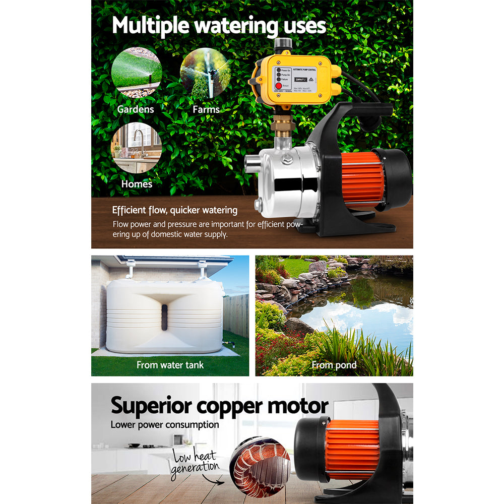 Giantz 1500W High Pressure Garden Water Pump - Yellow