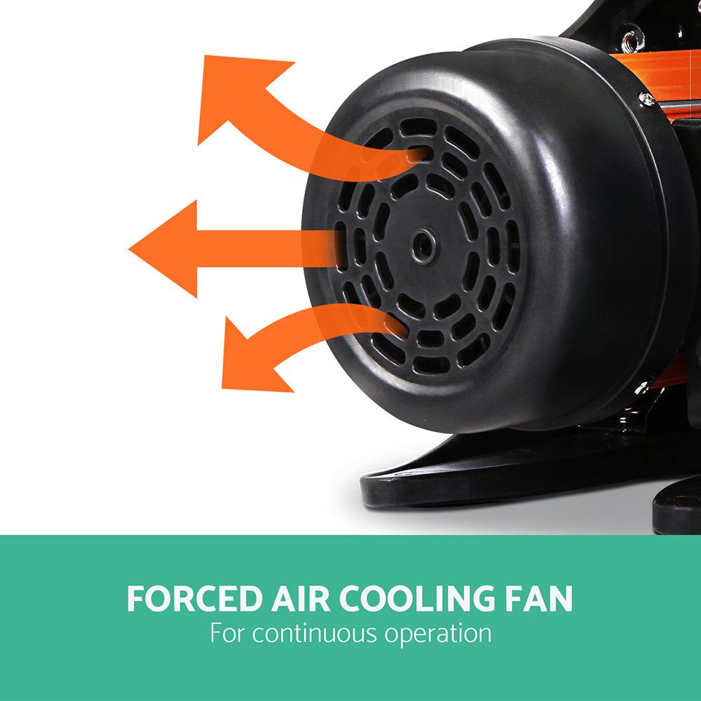 Detailed view of the forced air cooling fan ensuring efficient motor performance