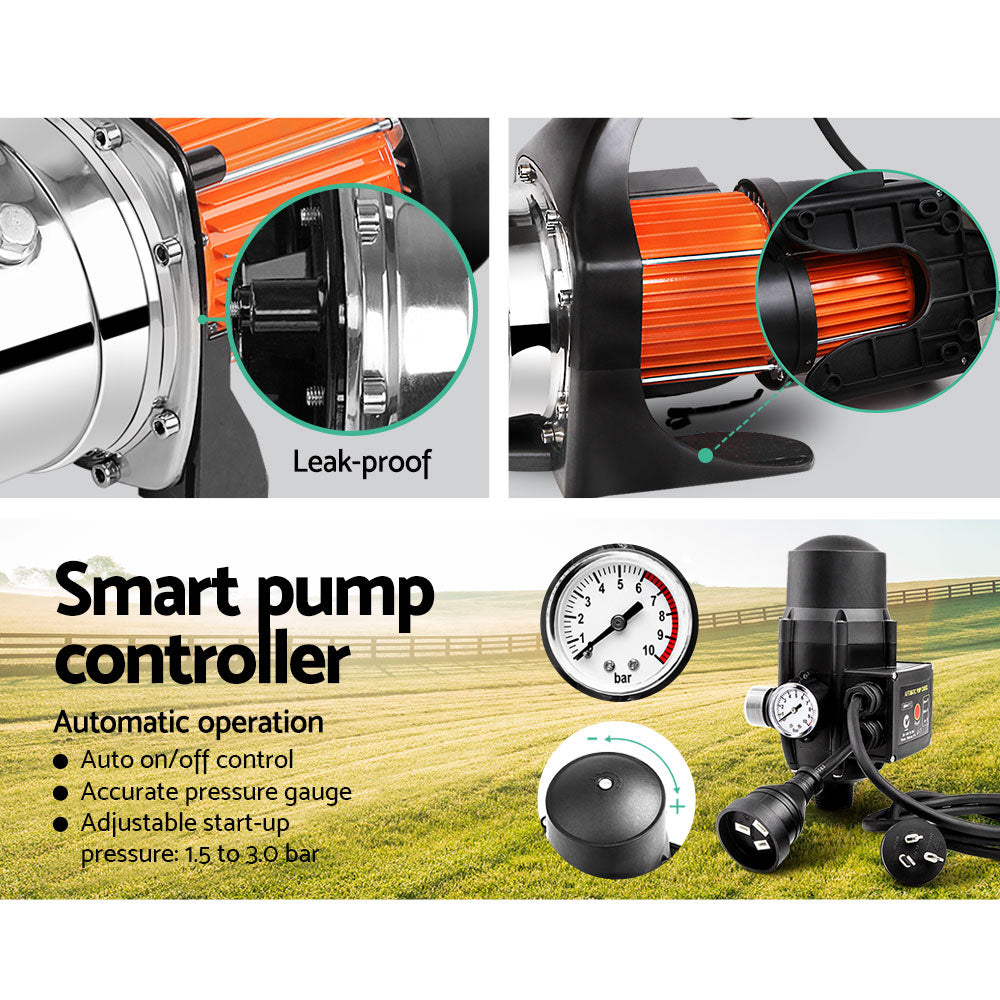 Smart Pump Controller Overview - Detailed infographic showcasing the intelligent pump controller with adjustable pressure settings and energy efficiency.