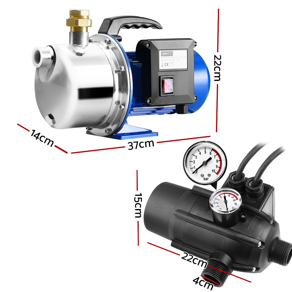 Detailed Dimensions of the Water Pump - Precise measurements of the stainless steel water pump for accurate installation and compatibility.