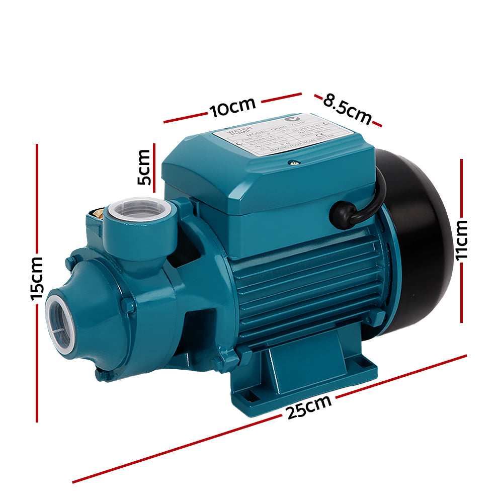 Side view of the pump with labeled dimensions, showcasing its compact and ergonomic design.