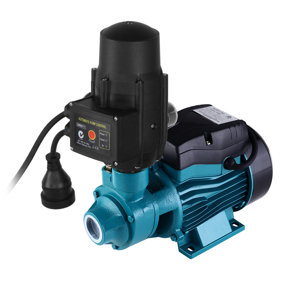 Durable blue electric water pump with automatic pressure controller for efficient water management