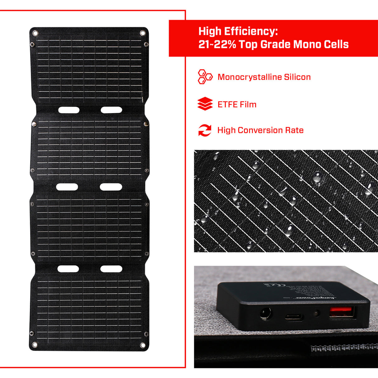 JumpsPower 40W Portable Foldable Solar Panel