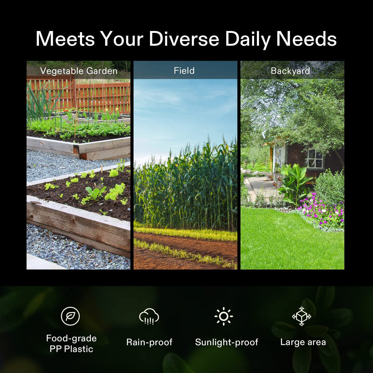 A promotional image showcasing the benefits of the compost tumbler, including enriching garden soil and reducing household waste.