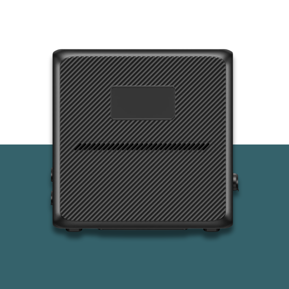 Rear view of the Bluetti unit highlighting the textured back panel and ventilation grille.