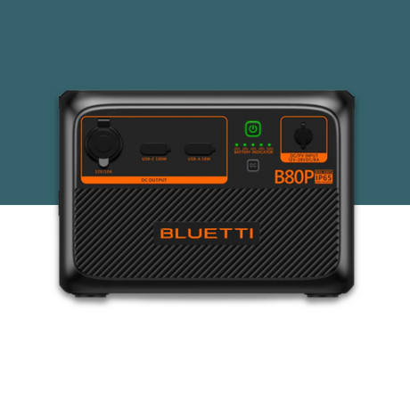 Bluetti front-facing product view with ports illuminated, highlighting easy access and interface clarity.