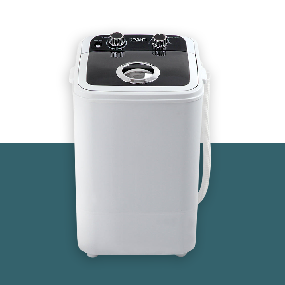 Top view of the portable washing machine with control dials visible