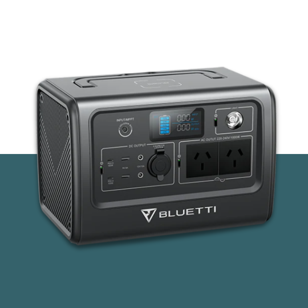 Bluetti portable power station angled front-left view.