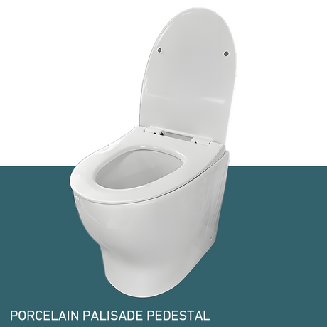 Ecoflo Porcelain Pedestals and Seats side angle view