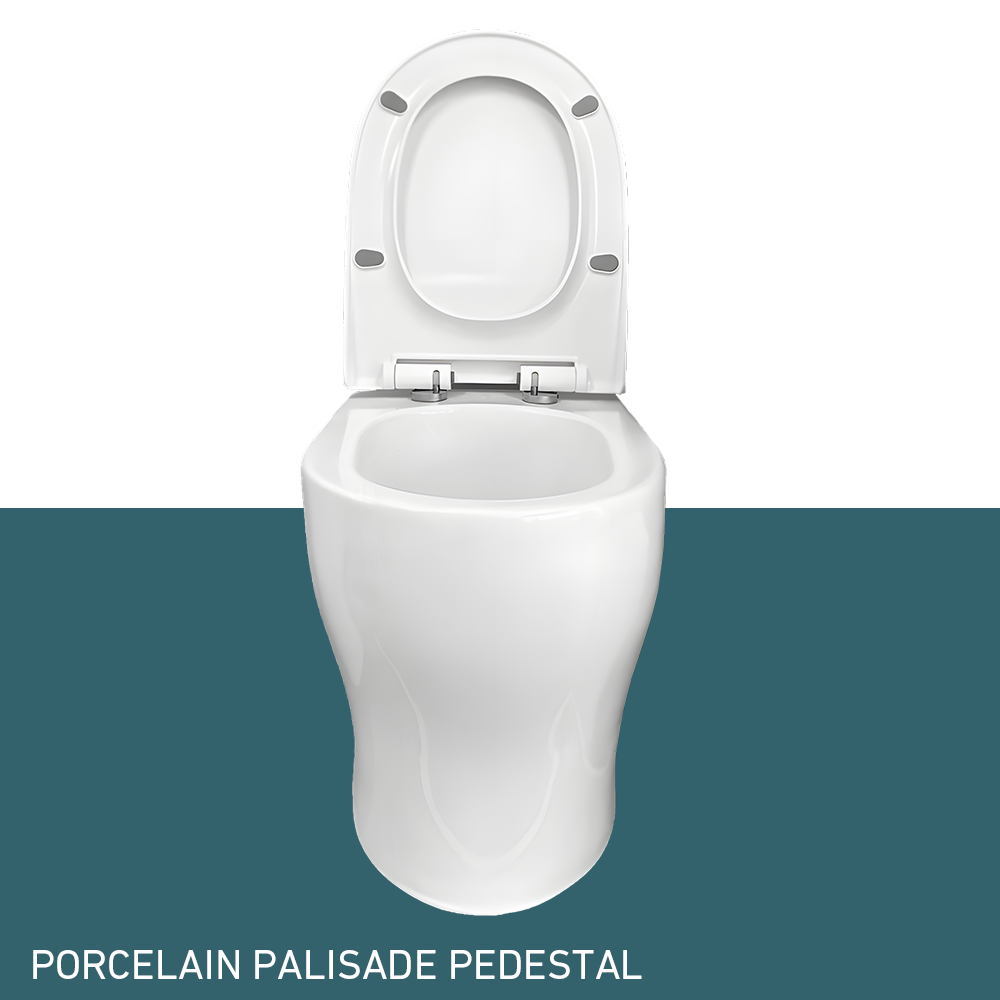 Ecoflo Porcelain Pedestals and Seats open lid front view