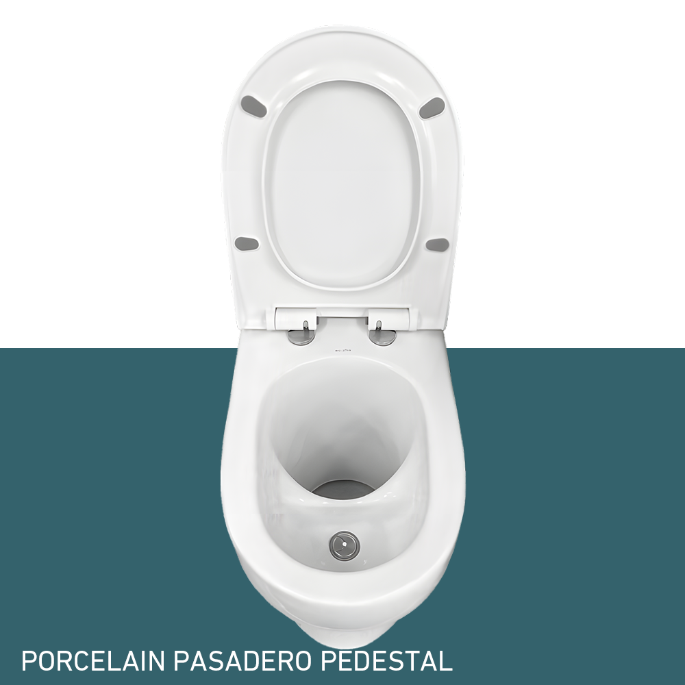 Ecoflo Porcelain Pedestals and Seats open lid top view