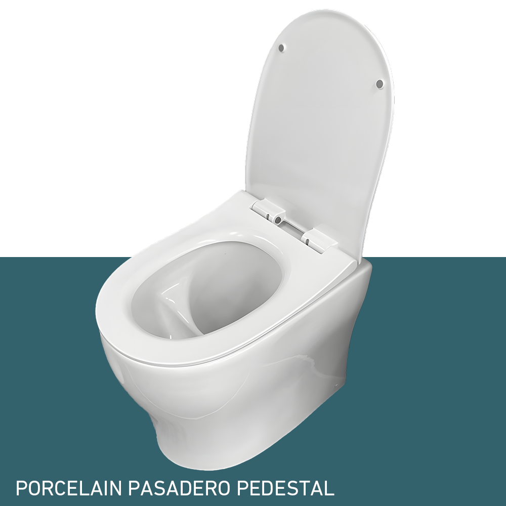 Ecoflo Porcelain Pedestals and Seats open lid view