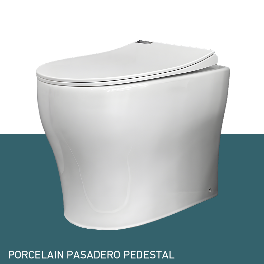 Ecoflo Porcelain Pedestals and Seats closed lid angle view