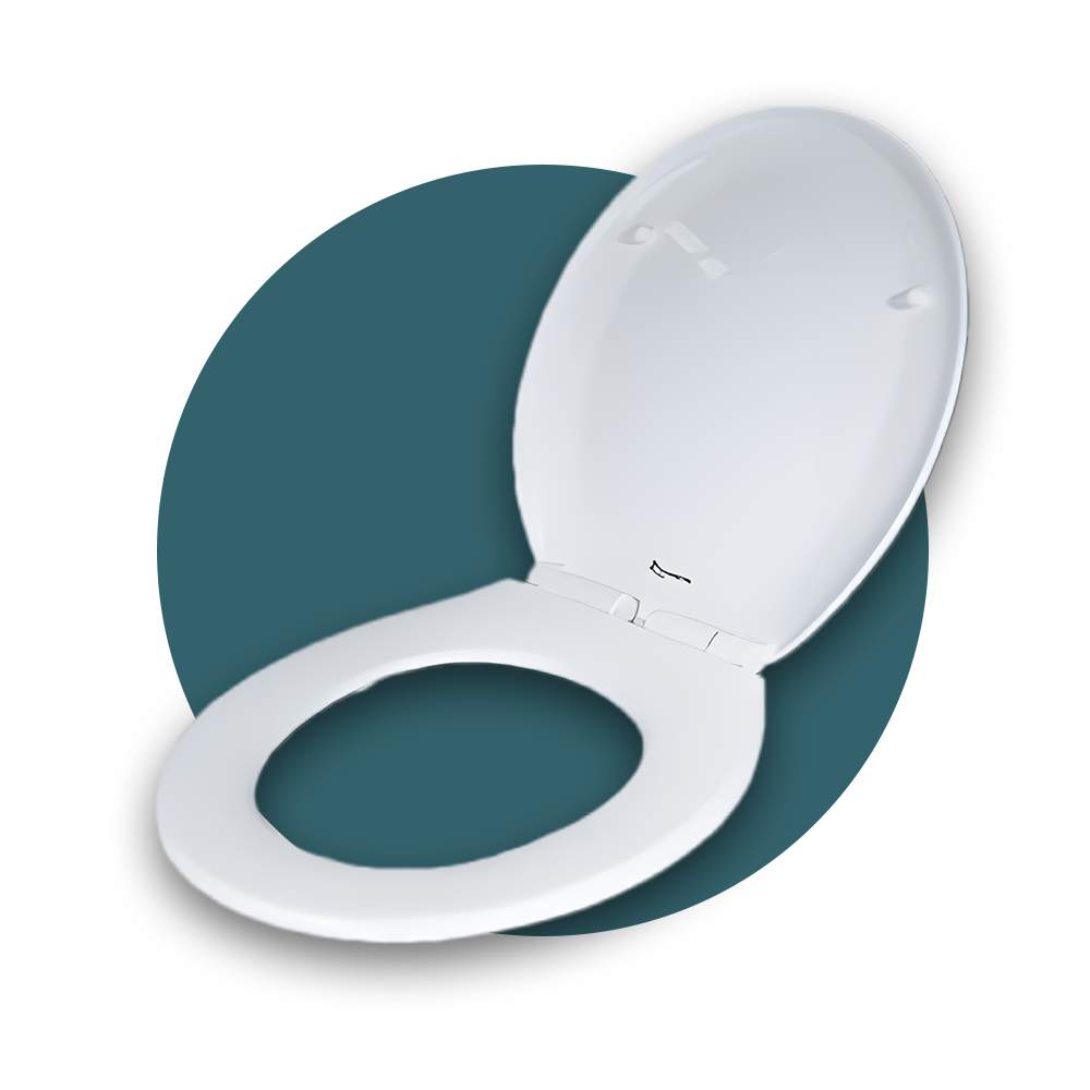 open lid of Ecoflo Soft-Close Standard White Toilet Seat