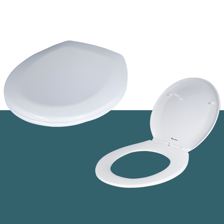 Ecoflo Soft-Close Standard White Toilet Seat  closed and open lid