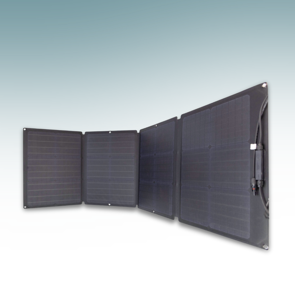 Foldable solar panel on a light gray background