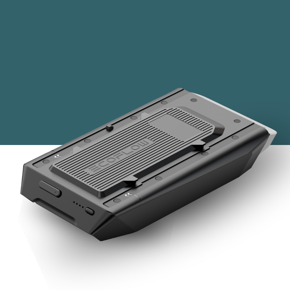 EcoFlow Battery for Wave 2 Portable Air Conditioner on teal and white background