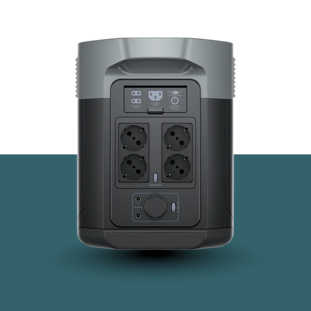 Power strip with multiple sockets on a gradient background
