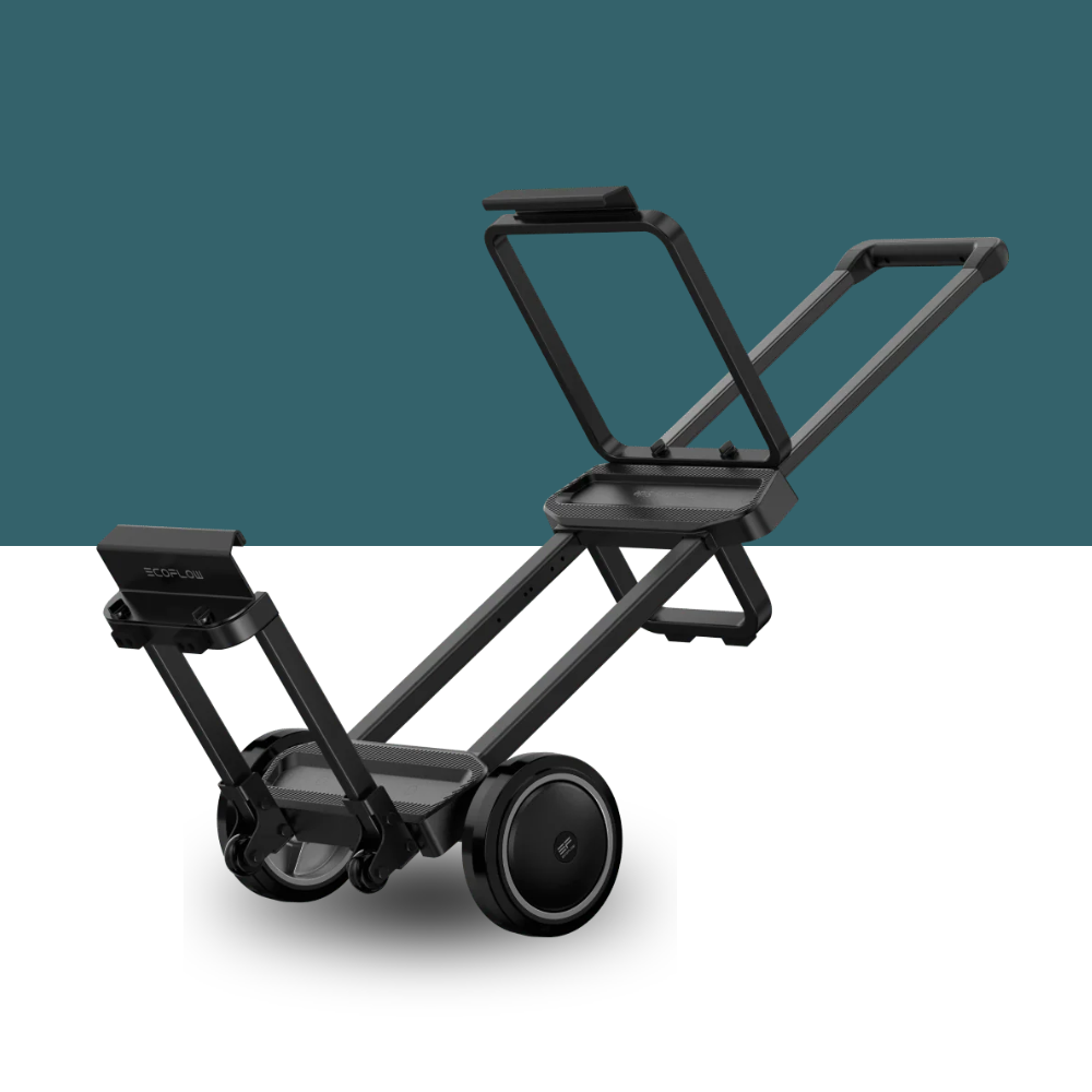 ecoflow delta pro ultra trolley on white and teal background