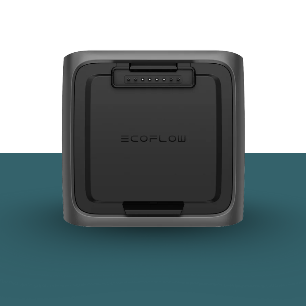 EcoFlow device on a white and green gradient background