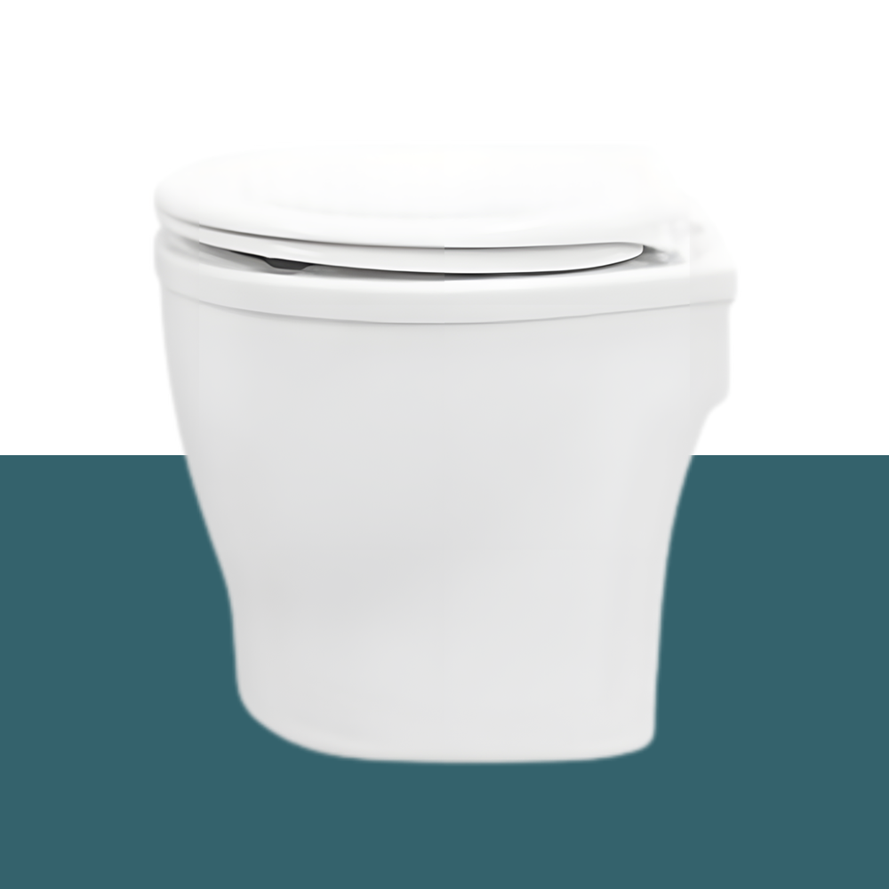 Side View with Slight Lid Opening: Angled view showing the toilet’s compact side profile with a slightly open lid.