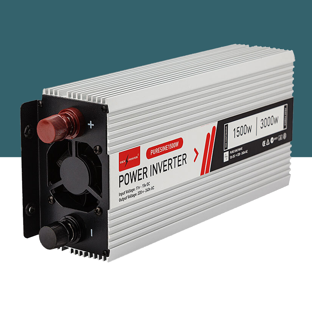The 1500W Pure Sine Wave Power Inverter displayed in a sleek and durable aluminium casing, designed to provide reliable power for your appliances.