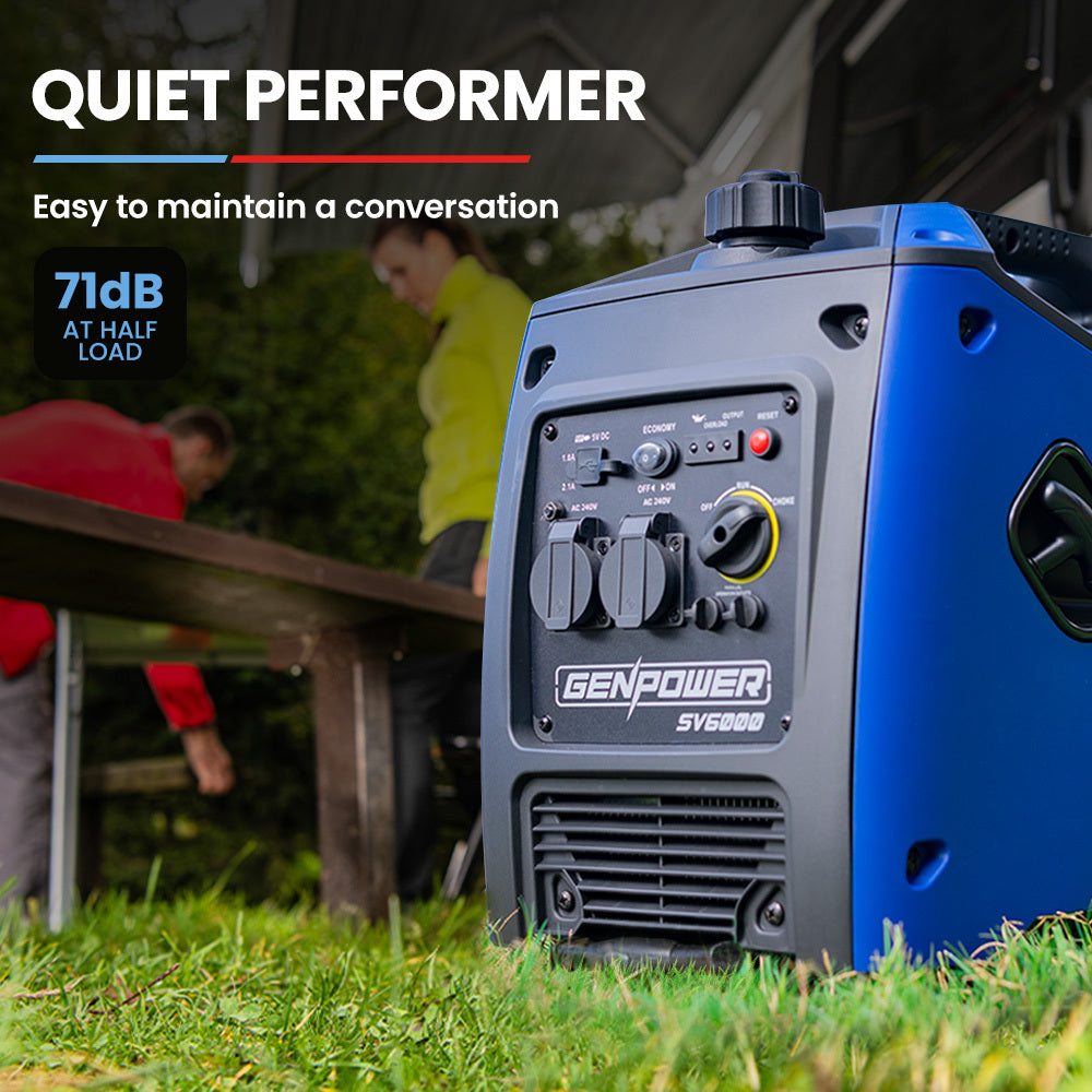 Highlighting the generator's low noise levels of 71dB, making it ideal for maintaining a quiet environment while delivering consistent power.