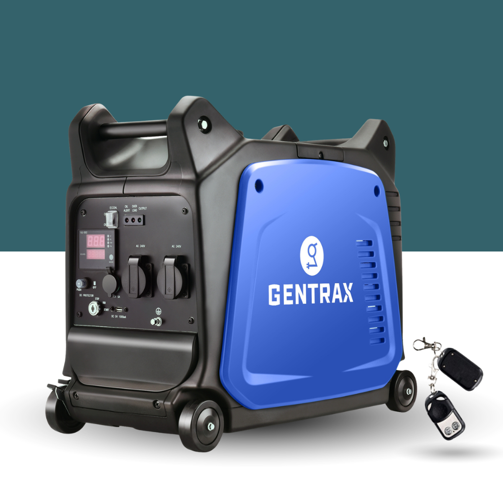 Gentrax portable generator with remote control on a white background