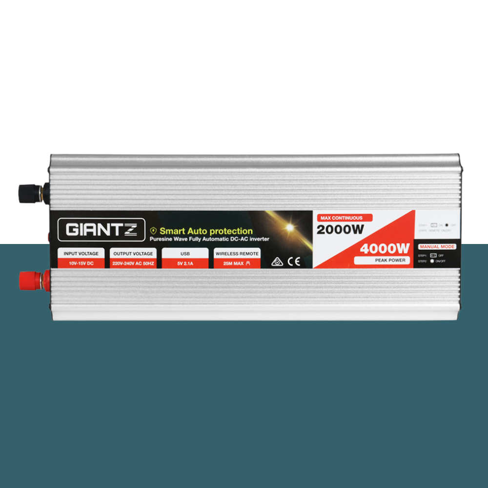 Side profile view of the inverter showing input/output ports.