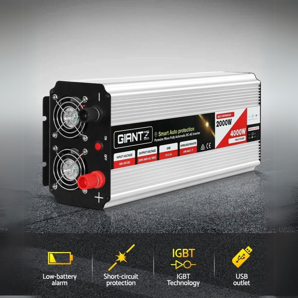 Angled product image highlighting features like smart protection, LED display, and compact design.