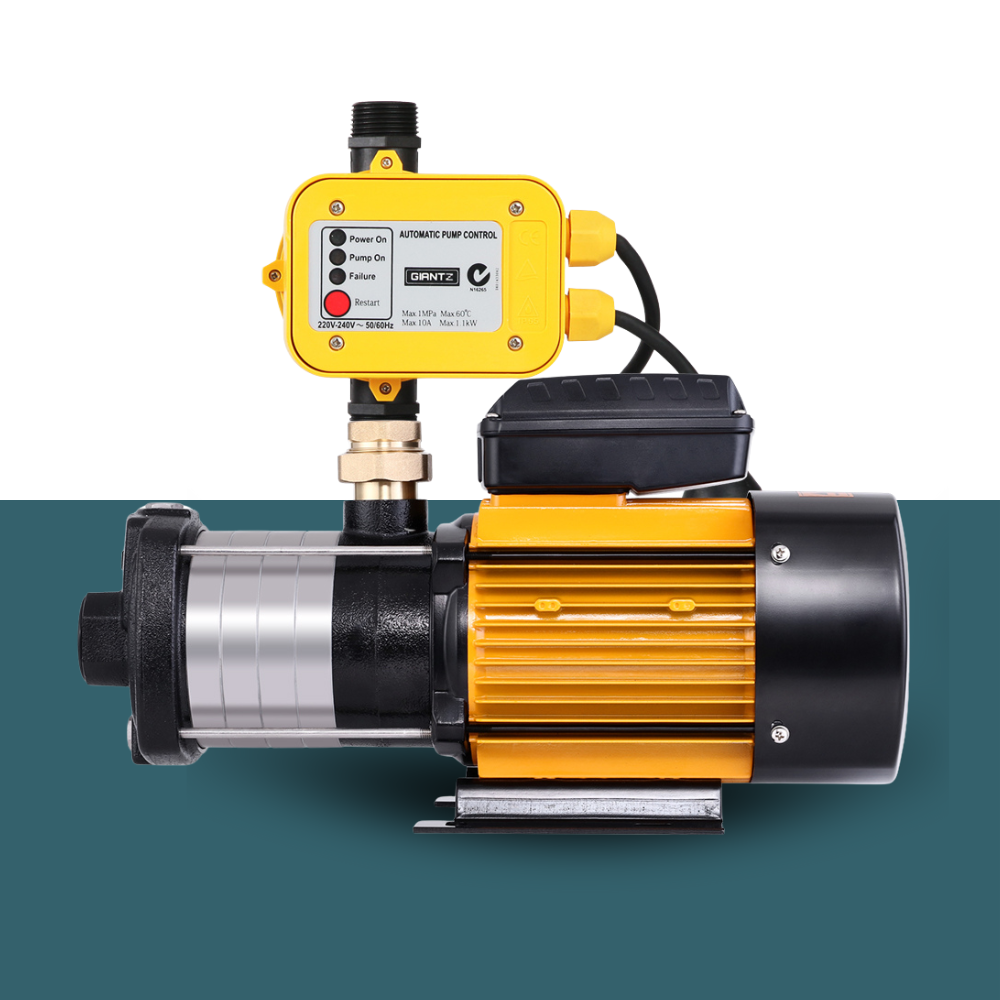 Angled side view of pump and controller, clearly showing motor casing and wiring.