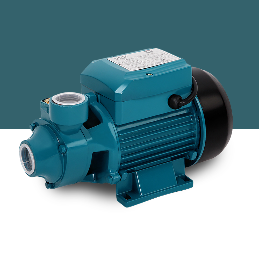 Compact blue electric water pump with durable construction for versatile applications.