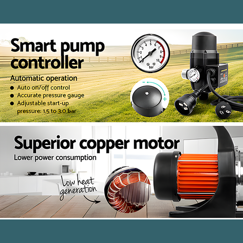 Giantz 1500W High Pressure Garden Water Pump Black