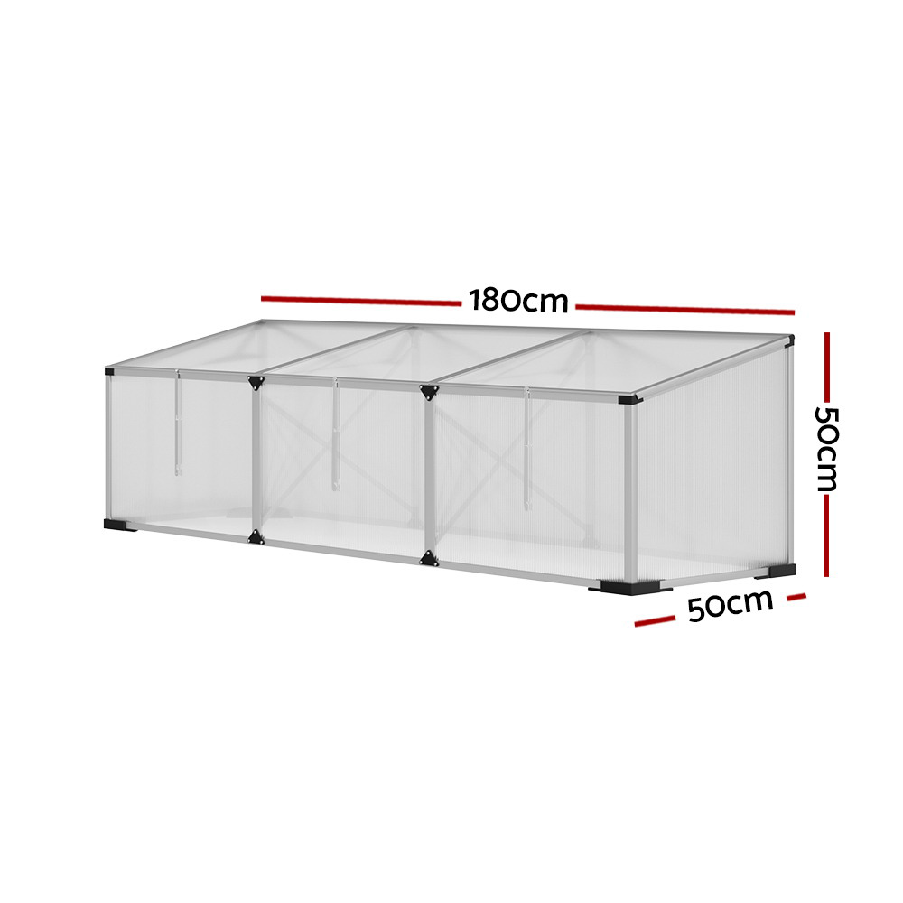 dimensions of Greenfingers 1800mm Long Aluminium Polycarbonate Cold Frame Greenhouse