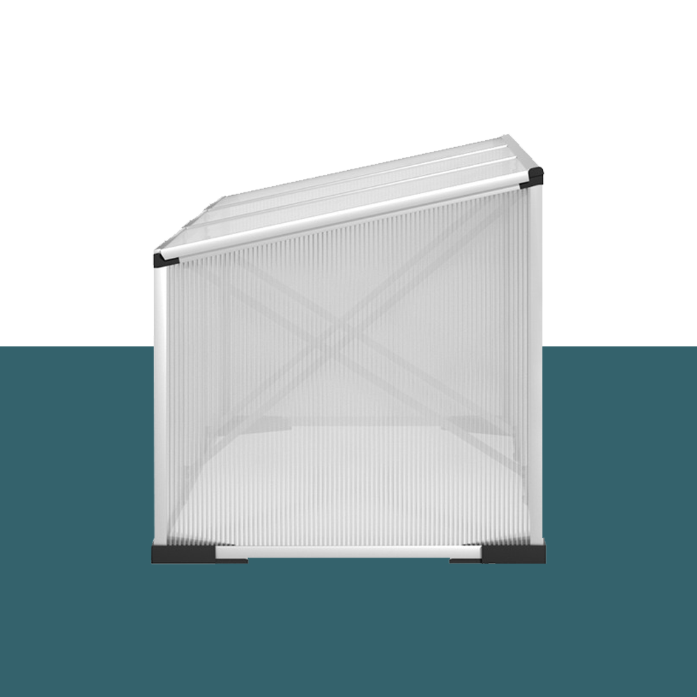 side view of Greenfingers 1800mm Long Aluminium Polycarbonate Cold Frame Greenhouse