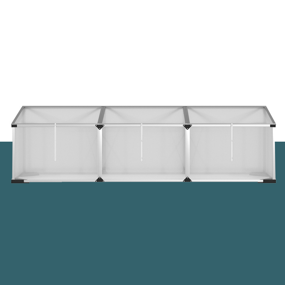 front view of Greenfingers 1800mm Long Aluminium Polycarbonate Cold Frame Greenhouse