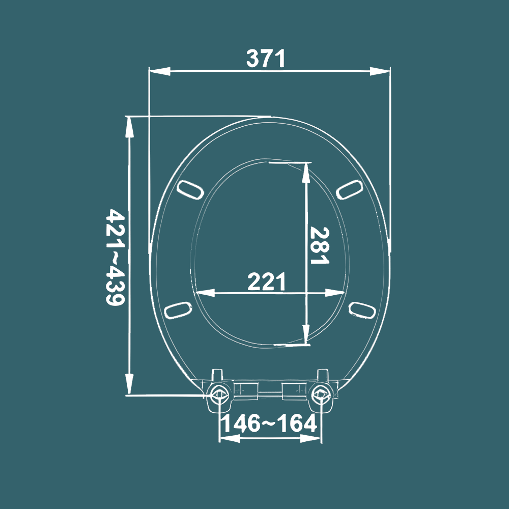 dimensions of Highlock Assistance Toilet Seat (Soft Close)