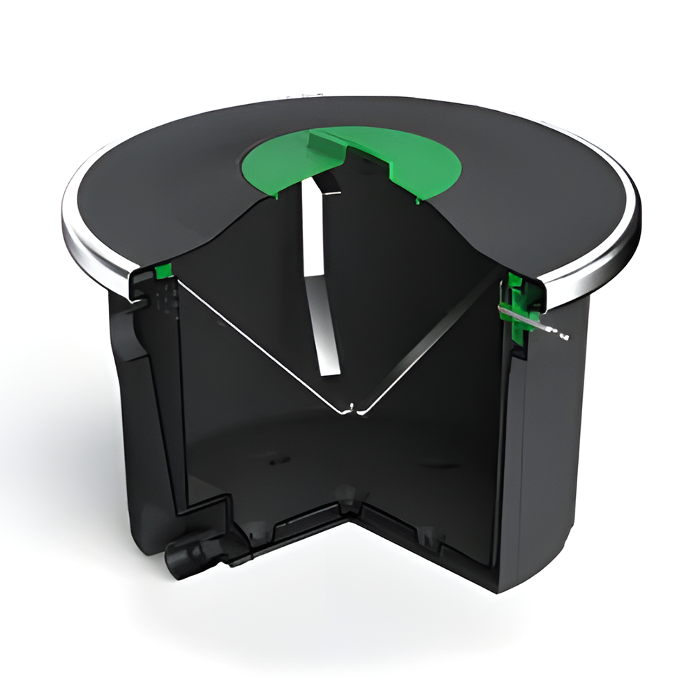 Top-down view of composting toilet – A digital rendering showing the internal components of the Nature Loo Alectura composting toilet.
