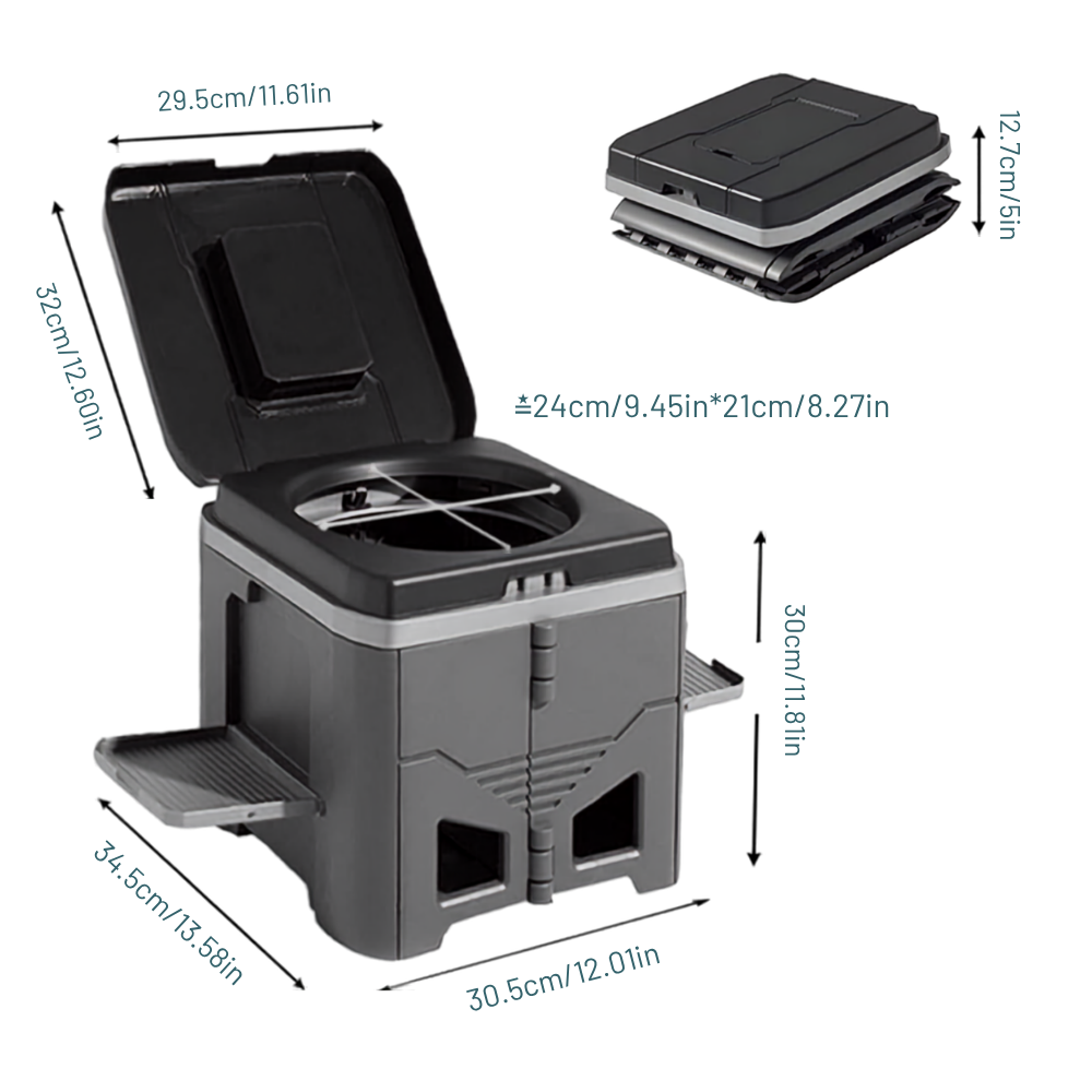 New Aim Foldable 3-in-1 Portable Toilet with Odour-Proof Lid